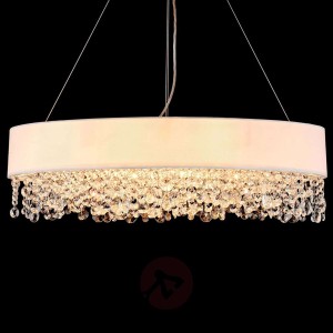 Owalna, tekstylna lampa wisząca Manfred