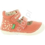 Koralowe skórzane buciki dla dziewczynki KicKers , szeroka stopa, wysokie podbicie