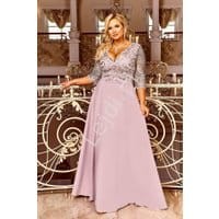 Pudrowo różowa sukienka wieczorowa plus size - Crystal 3/4