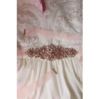 Organzowy różowy pasek z kryształami w oprawie koloru różowego złota 849 blush