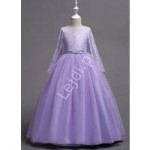 Balowa suknia dziecięca dla dziewczynki w kolorze jasnego fioletu 023