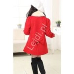 Czerwony płaszczyk dla dziewczynki z futrzanym kołnierzem