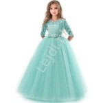 Miętowa długa sukienka dla dziewczynki 022