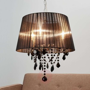 Lampa wisząca Inaya z czarnym kloszem z tkaniny