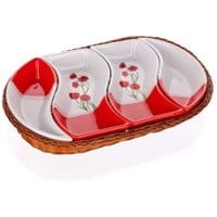 Pięcioczęściowy zestaw do przekąsek Red Poppy Basket Oval