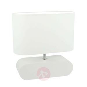 Lampa stołowa Marinna, biała podstawa, klosz biały