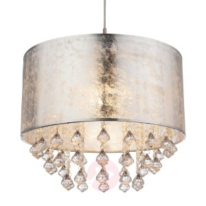 Amy – tekstylna lampa wisząca w srebrnym kolorze