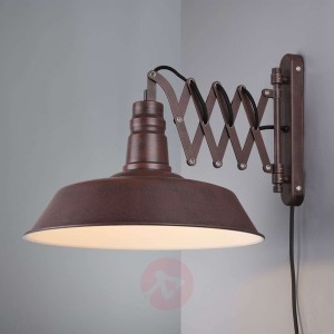 Lampa ścienna Detroit, ramię nożycowe, rdzawa