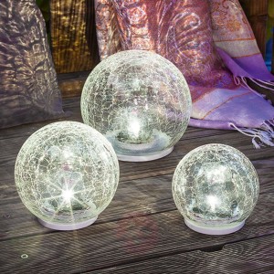 3-częśc. zestaw lamp solarnych LED Crackle Ball