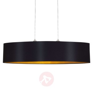 Tekstylna lampa wisząca Lecio, złoto-czarna