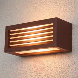 Rdzawobrązowa zewn. lampa ścienna BOX L E27