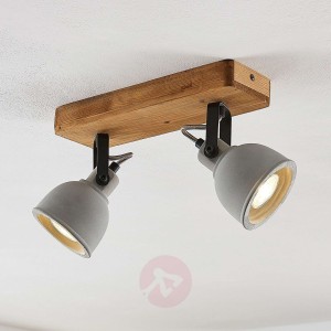 Lindby Mirka lampa sufitowa LED, sosna, 2-pkt.