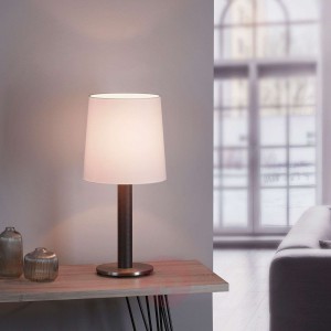 Lucande Elif lampa stołowa biała dąb ciemny