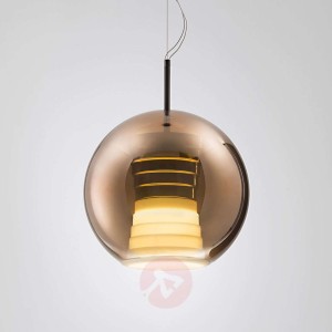 Szklana lampa wisząca Beluga Royal z LED, miedź