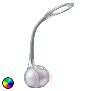 Srebrna lampa stołowa LED PULA