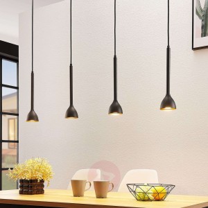 Lampa wisząca Nordwin, 4-punktowa, czarno-złota