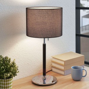 Tkaninowa lampa stołowa Franjo, czarna