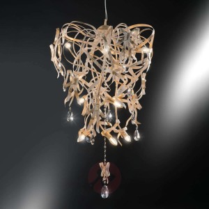 Lampa wisząca Greta ze złotą patyną, 9-punktowa