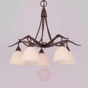 Lampa wisząca Samuele wiejski dom, 5-pkt., kremowa