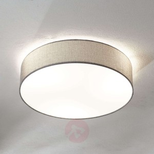 Szara lampa sufitowa Pasteri, lniany klosz, 57 cm