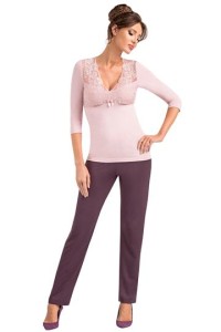 Pizama Simone Powder Pink - Dark Plum