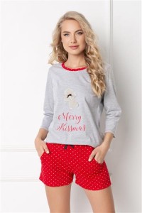 Pizama Cookie Short Grey-Red