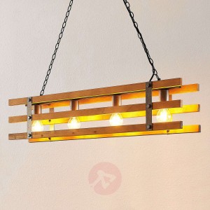 Lindby Jamina drewniana lampa wisząca, 4-punktowa