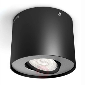 Czarna lampa LED typu „downlight” Phase