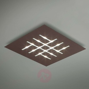 Pattern – kwadratowa lampa sufitowa LED, brązowa