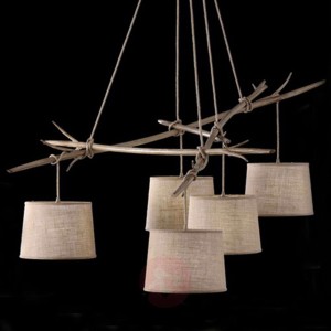 Lampa wisząca Sabina z tekstylnymi kloszami 5-pkt.