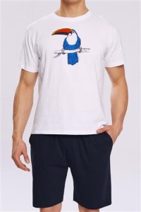 Pizama Toucans NMP-317 Bialo-Granatowa