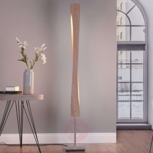 Lucande Lian lampa stojąca LED, drewno dębowe