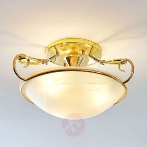 Szklana lampa sufitowa Lonika, mosiężna błyszcząca