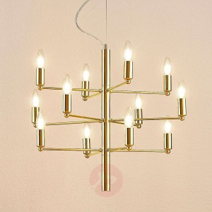 Żyrandol w kolorze mosiądzu Tadina, 12-punktowy