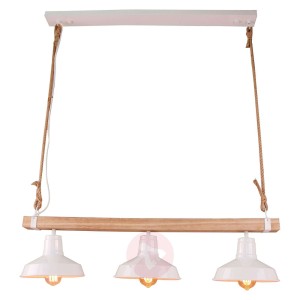Lampa wisząca Hank z drewnem, 3-punktowa