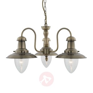 Lampa wisząca Fisherman, 3-punktowa stary mosiądz