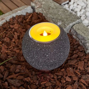 Szara świeczka solarna LED Dijan, migocąca