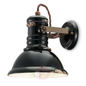 Ceramiczna lampa ścienna C1693, industrialna,czerń