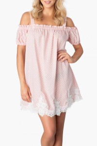 BAWEŁNIANA SUKIENKA PLAŻOWA W KROPKI SWEET DOLL PINK