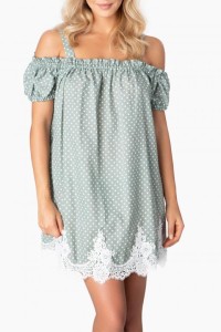 BAWEŁNIANA SUKIENKA PLAŻOWA W KROPKI SWEET DOLL OLIVE