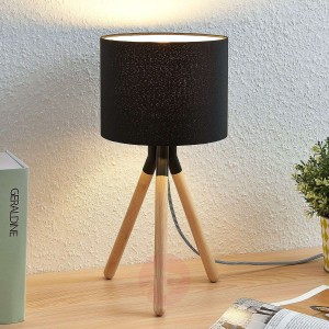 Trójnożna lampa stołowa Claira, okrągła, czarna