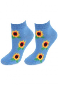 Niskie bawełniane skarpetki damskie w słoneczniki Footies Sunflowers