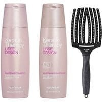 Alfaparf Keratin Therapy Maintenance Shampoo 250ml + Conditioner 250ml + Olivia Garden Finger Brush Large