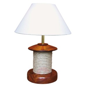 Interesująca lampa stołowa PULLEY z drewnem