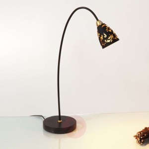 Cenna lampa stołowa Alice, klosz czarny złoty