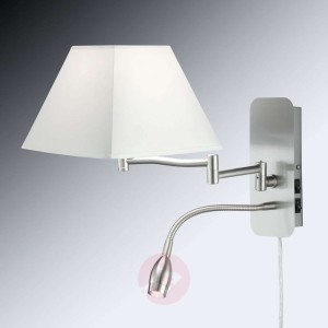 Lampa ścienna Hotel z lampką do czytania LED biała