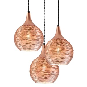 Fiona – 3-punktowa lampa wisząca, miedziana