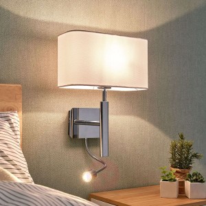 Tekstylna lampa ścienna Jettka, ramię z lampką