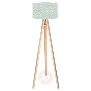 Trójnożna lampa podłogowa Rena zadrukowany klosz
