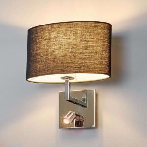 Czarna materiałowa lampa ścienna KARLA